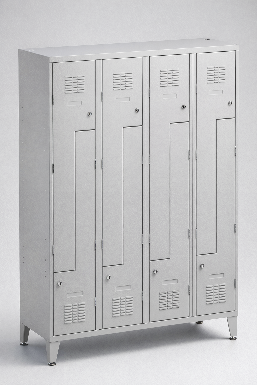 L-förmiger Mitarbeiterspind Sul 34 W st – auf Füßen - die effiziente Nutzung der Umkleidefläche bei voller